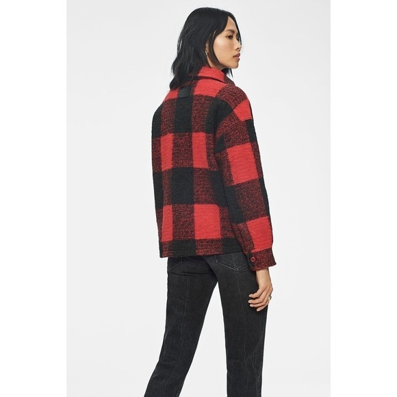 NWT Anine Bing Bobbi Wool Shacket Flannel Jacket Buffalo Check Red XS - Picture 13 of 13
